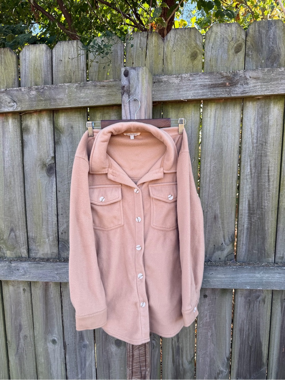 Workshop Republic Clothing Teddy Jacket in Light Tan